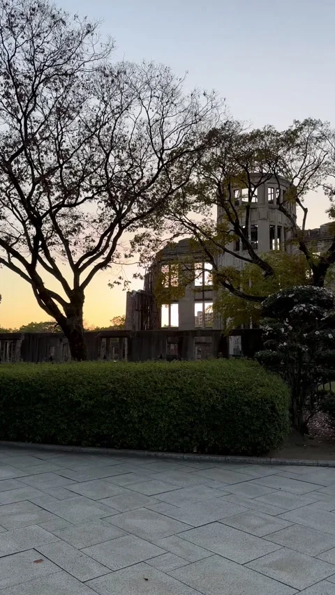 The Atomic Bomb Dome in Hiroshima at sunset Stock Footage 278540929