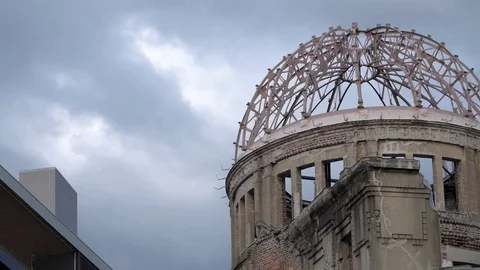 Atomic Bomb Dome memorial building in Hiroshima,Japan Stock Footage 80396294