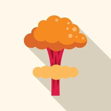 Atomic bomb exploding creating mushroom cloud with long shadow Stock Illustration