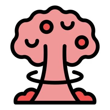 Atomic bomb exploding creating mushroom cloud with red and pink colors Illustrazione stock