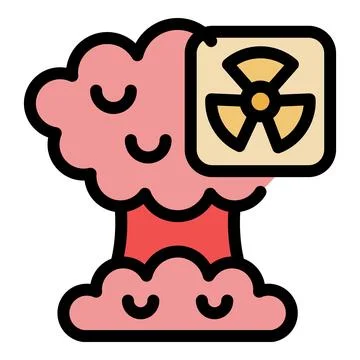 Atomic bomb exploding with radiation symbol, threat of nuclear war イラスト素材