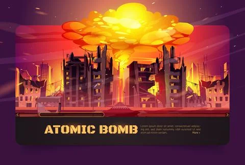 Atomic bomb explosion in destroyed city Ilustración de archivo