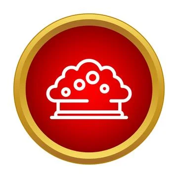 Atomic bomb explosion icon in a red and gold circle Stock Illustration