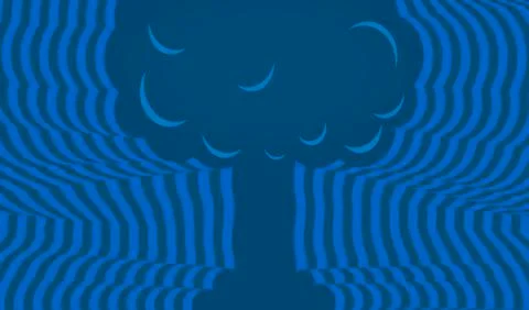 Atomic bomb explossion background with copy space and geometric style. Stock Illustration