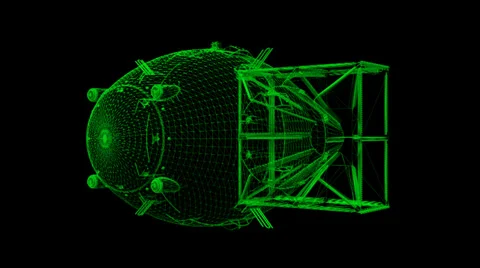 Atomic Bomb "Fat Man" Wireframe Stock Footage 36045715