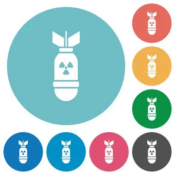 Atomic bomb flat round icons Stock Illustration