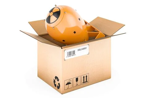 Atomic bomb inside parcel, 3D rendering イラスト素材