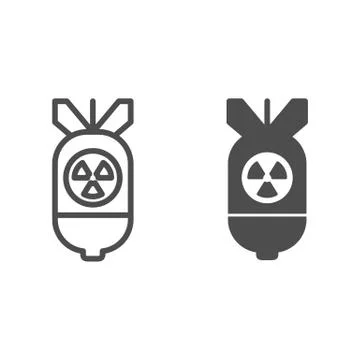 Atomic bomb line and glyph icon. Air bomb vector illustration isolated on white Stock Illustration