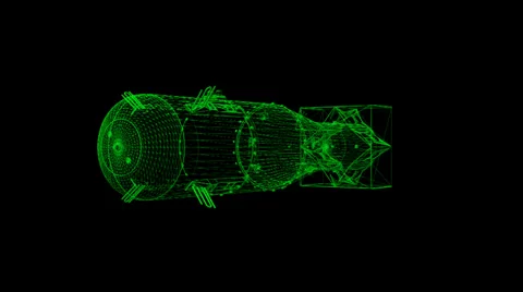 Atomic Bomb "Little Boy" Wireframe Stock Footage 36044002