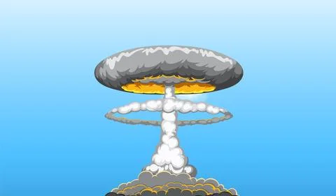 Atomic Bomb Mushroom Cloud in Blue Sky Illustrazione stock