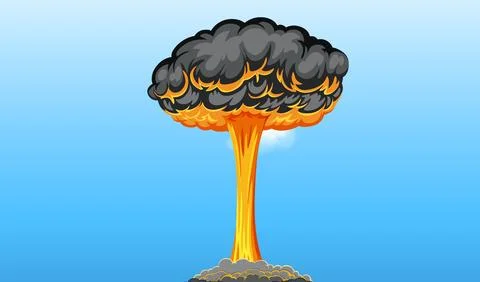Atomic Bomb Mushroom Cloud in Blue Sky Illustrazione stock