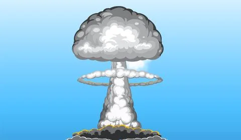 Atomic Bomb Mushroom Cloud in Blue Sky Illustrazione stock