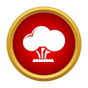 Atomic bomb mushroom cloud explosion icon with a red circle Illustrazione stock