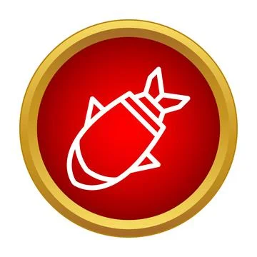 Atomic bomb nuclear weapon falling red icon Stock Illustration