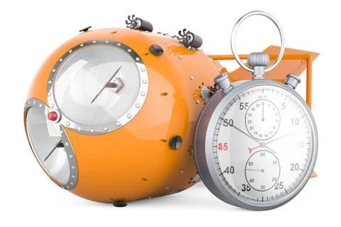 Atomic bomb, nuclear weapon with stopwatch, 3D rendering イラスト素材