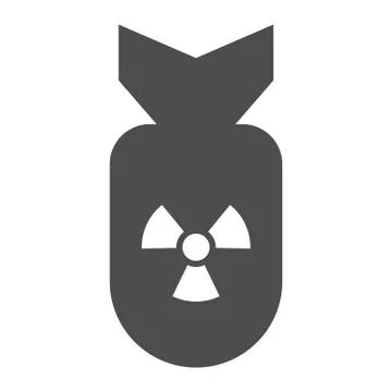 Atomic bomb solid icon. Air rocket with radiation or nuclear symbol, glyph style Stock-Illustration