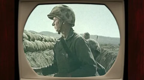 Atomic Bomb Test | Soldiers in the desert | Retro TV (720p) Stock Footage 11254228