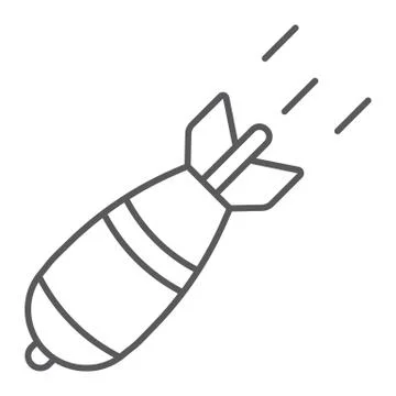 Atomic bomb thin line icon, army and military, rocket bomb sign, vector graphics Stockillustratie