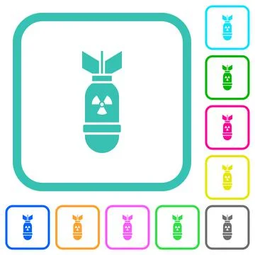 Atomic bomb vivid colored flat icons 스톡 일러스트