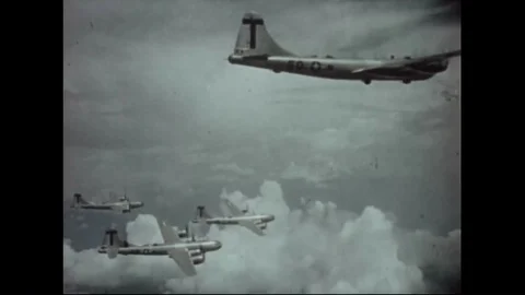 Atomic bombs dropped by warplanes explode into mushroom clouds in Japan in World 스톡 동영상 88551839