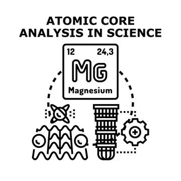 Atomic core analysis in science concept vector Stock Illustration