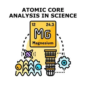 Atomic core analysis in science concept vector 스톡 일러스트