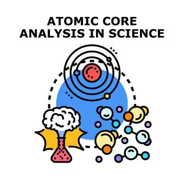 Atomic core analysis in science education concept Stock Illustration