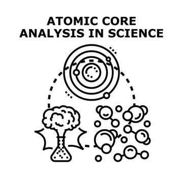 Atomic core analysis in science education concept Stock Illustration