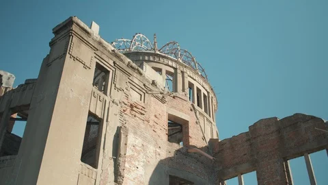 Atomic dome Hiroshima Japan on a clear blue sky day Stock Footage 123765006