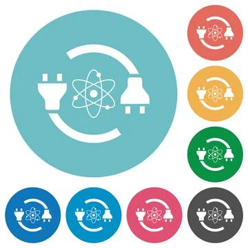 Atomic energy flat round icons Stock Illustration