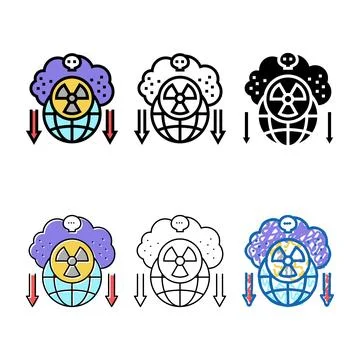 Atomic energy social problem color set icon vector Stock Illustration