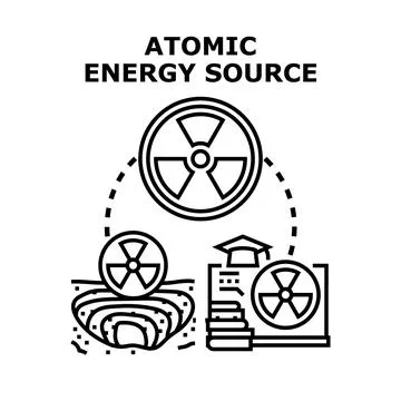 Atomic energy source concept illustrating global power production Stock Illustration