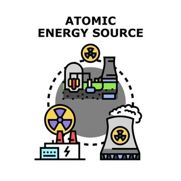 Atomic energy source generating clean power concept Stock Illustration