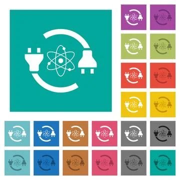 Atomic energy square flat multi colored icons イラスト素材