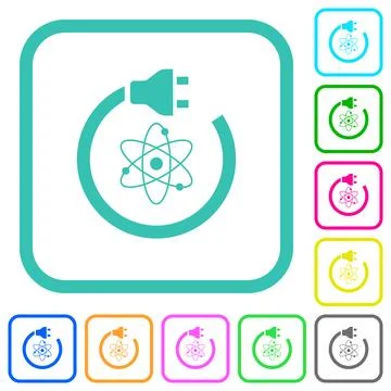 Atomic energy vivid colored flat icons Stock Illustration