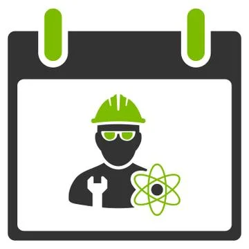 Atomic Engineer Calendar Day Flat Icon Stock Illustration