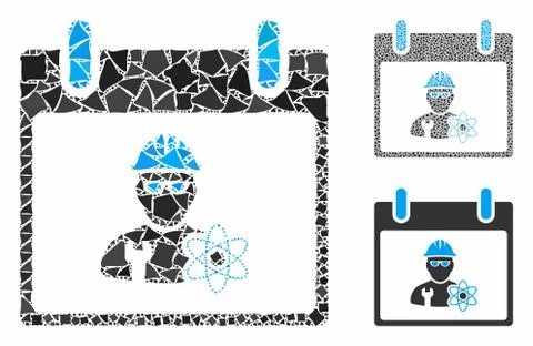 Atomic engineer calendar day Mosaic Icon of Rough Pieces Illustrazione stock