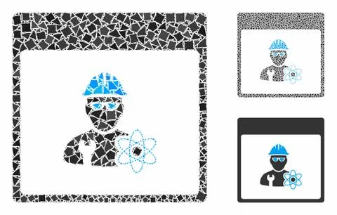 Atomic engineer calendar page Composition Icon of Bumpy Items Stock Illustration