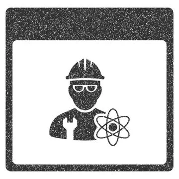 Atomic Engineer Calendar Page Grainy Texture Icon 스톡 일러스트