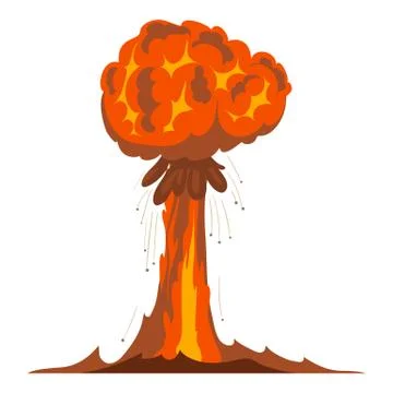 Atomic explosion icon, cartoon style Stock Illustration