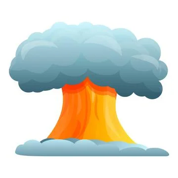 Atomic explosion icon, cartoon style Stock Illustration