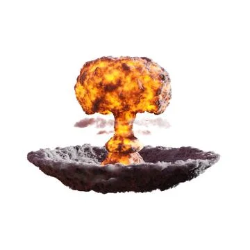 Atomic explosion isolated on white background Stock Illustration