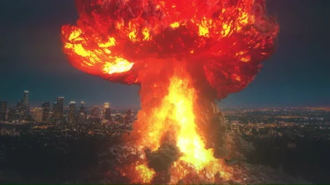 Atomic explosion nuke over LA USA Video stock 157372591