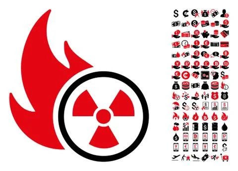Atomic Fire Icon with 90 Bonus Pictograms Illustrazione stock
