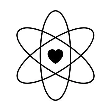 Atomic Heart Icon Minimal Science Love Atom Symbol Logo Design Stock Illustration