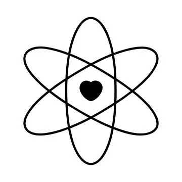 Atomic Heart Icon Minimal Science Love Atom Symbol Logo Design Stock-Illustration