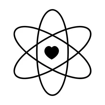Atomic Heart Icon Minimal Science Love Atom Symbol Logo Design Stock-Illustration