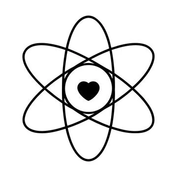 Atomic Heart Icon Minimal Science Love Atom Symbol Logo Design Stock-Illustration