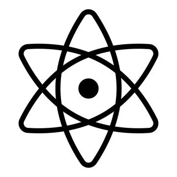 Atomic icon. Science. Circumferential electrons. Vector. Stock Illustration