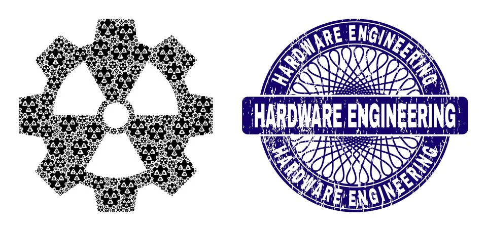 Atomic Industry Recursive Collage of Atomic Industry Icons and Textured Hardware Stock Illustration